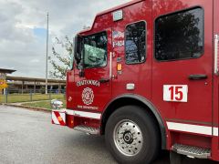 Chattanooga Fire Department / Emergency crews respond to Dalewood Middle School on Sept. 23 after a thermometer suspected of containing mercury was dropped. Investigators later confirmed it was alcohol-based.