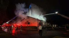 Chattanooga FIre Department / Firefighters work to extinguish a two-alarm fire at MAA Hamilton Apartments in the 6500 block of East Brainerd Road on Friday evening.