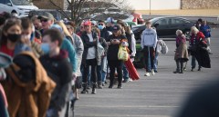 Staff Photo by Matt Hamilton / Supporters of President Donald Trump line up for shuttles at the Dalton Mall in Dalton in 2021. The president will return Oct. 16, 2026, for a political rally at the Dalton Municipal Airport.