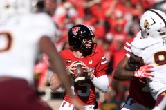 Texas Tech quarterback Will Hammond (15) looks to throw a pass during the first half of an NCAA college football game against Arizona State, Saturday, Oct. 17, 2026, in Lubbock, Texas. (AP Photo/Annie Rice)