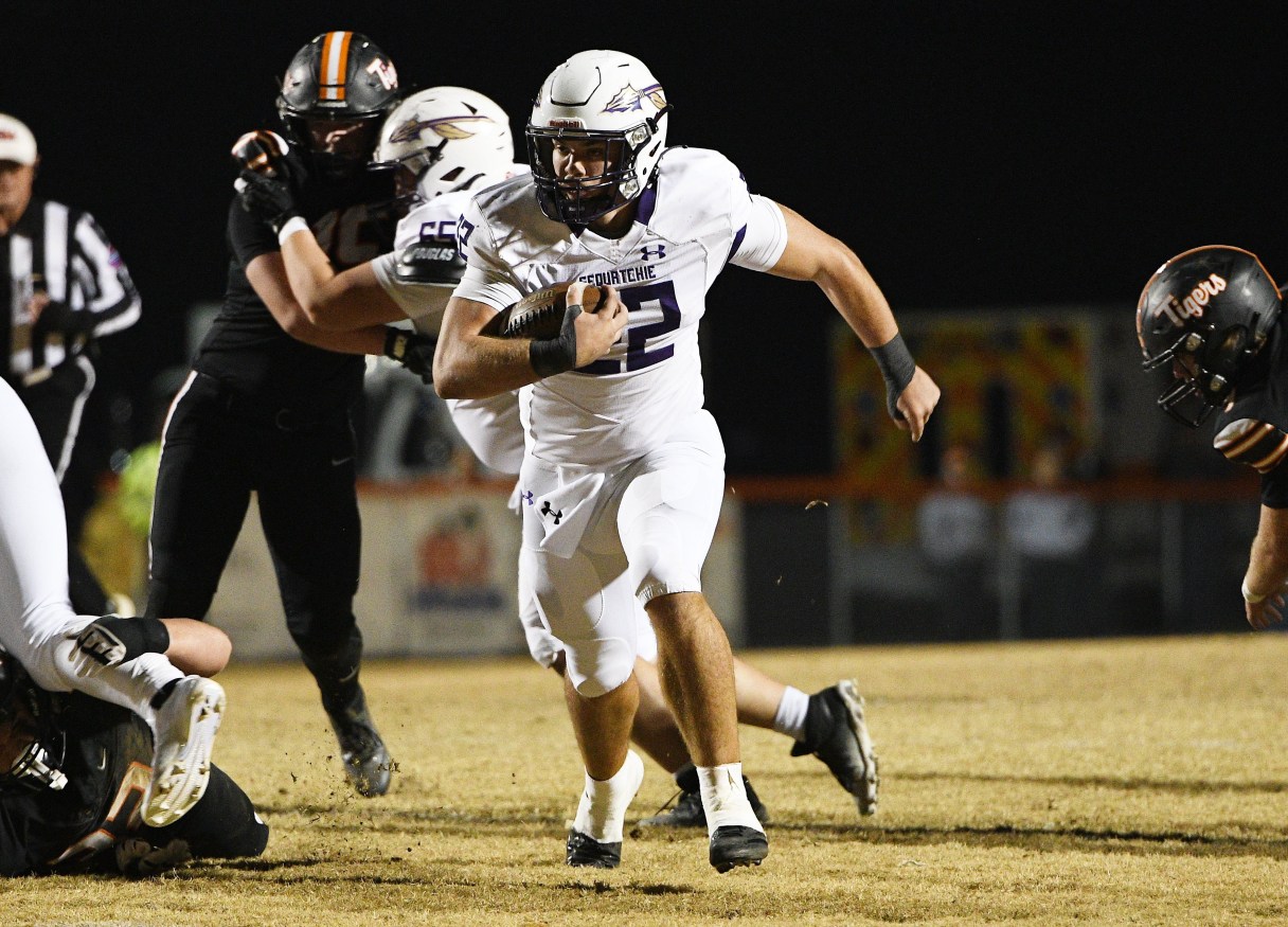 Staff File Photo / Sequatchie County's Kason Hicks (22) made big contributions on offense and defense for the Indians while leading them to victory in a low-scoring game against Walker Valley last season. Those teams meet again Friday in another nonregion matchup.