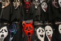 Scary masks are displayed at the Spirit of Halloween store Oct. 13, 2026, in Hallandale Beach, Fla. (AP Photo/Marta Lavandier)